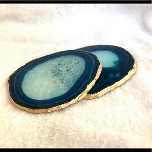 Natural Real Agate Geode Coasters with Gilded Edges